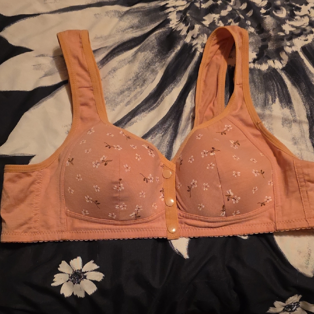 Peach Floral Women's Bra